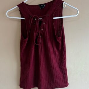 Rue21 Deep Red Lace-Up Tank Top